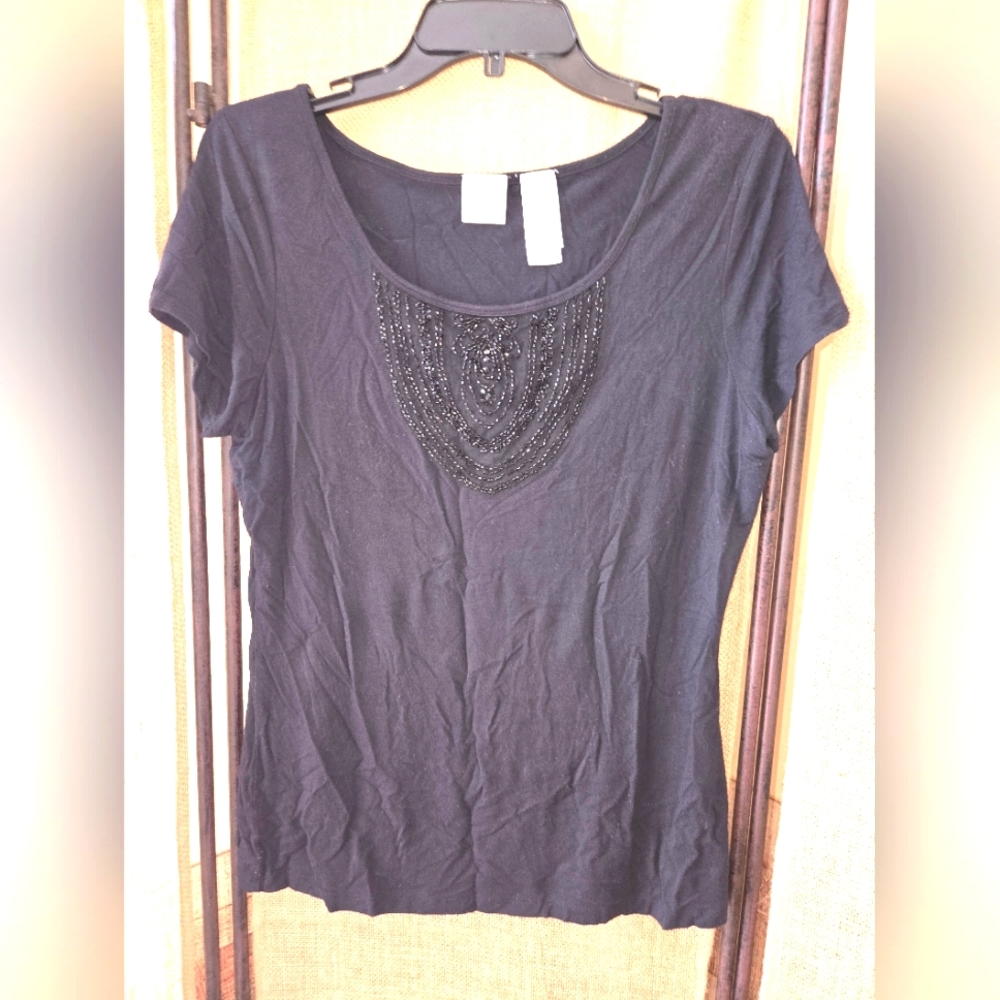 Women's Etta James Black Beaded Top Size Medium